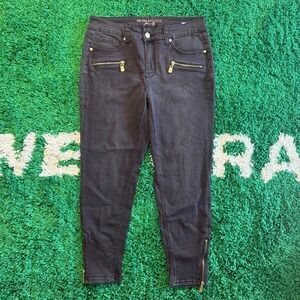 Melissa McCarthy Seven7 Black Zipper Detail Ankle Skinny Jeans Women Size
